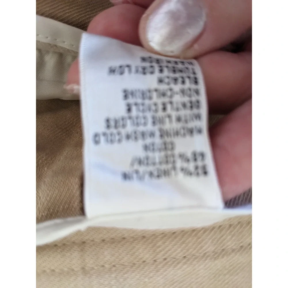 Talbots Petites Irish Linen Blend Pants Tan Khaki Lace Up Wide Leg Size 16P